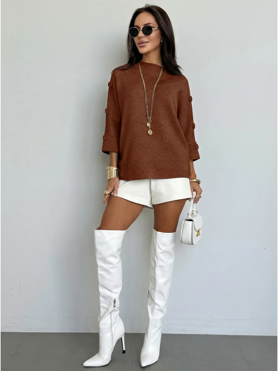 Коричневая кофта теплая оверсайз