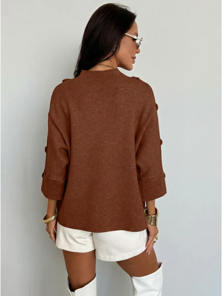 Коричневая кофта теплая оверсайз