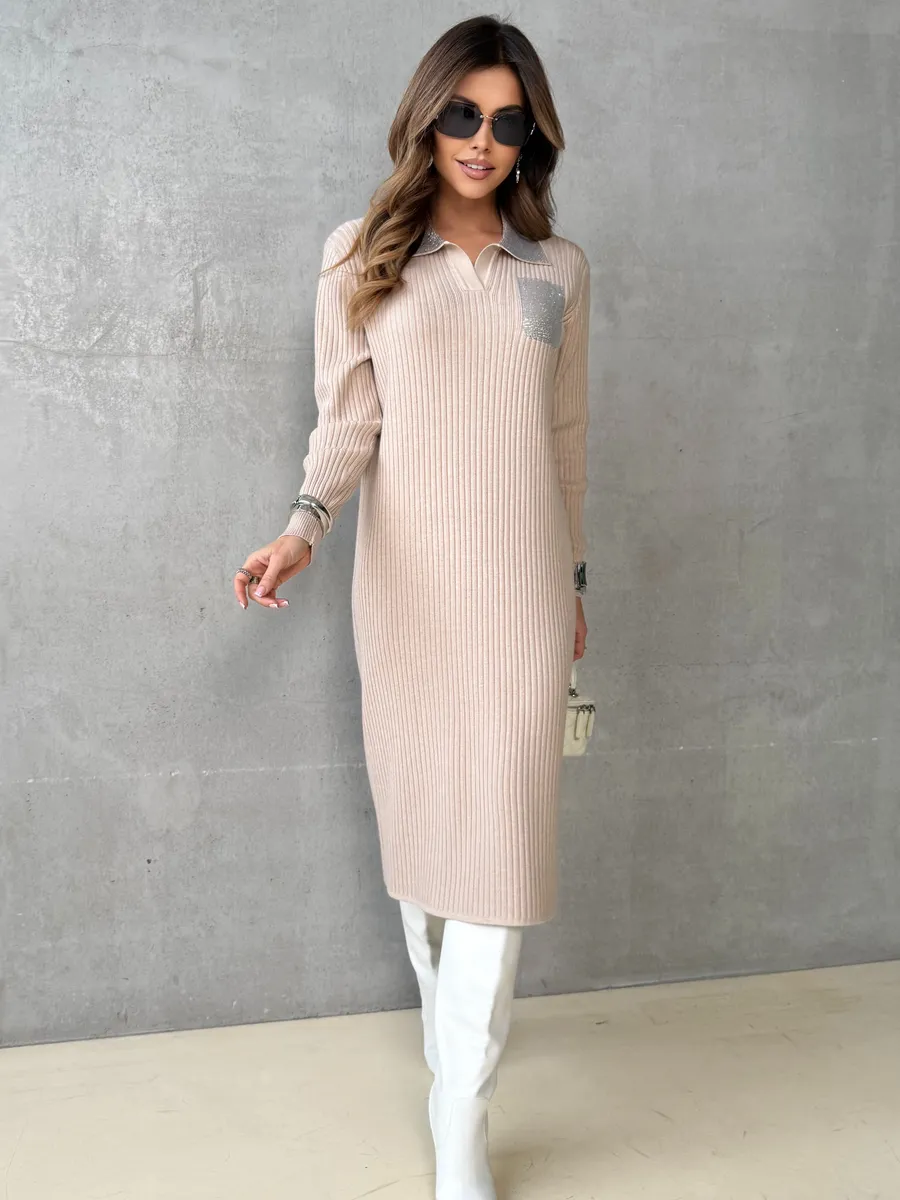 Платье осеннее теплое трикотажное лапша