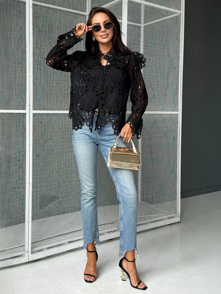 Черная блузка летняя нарядная