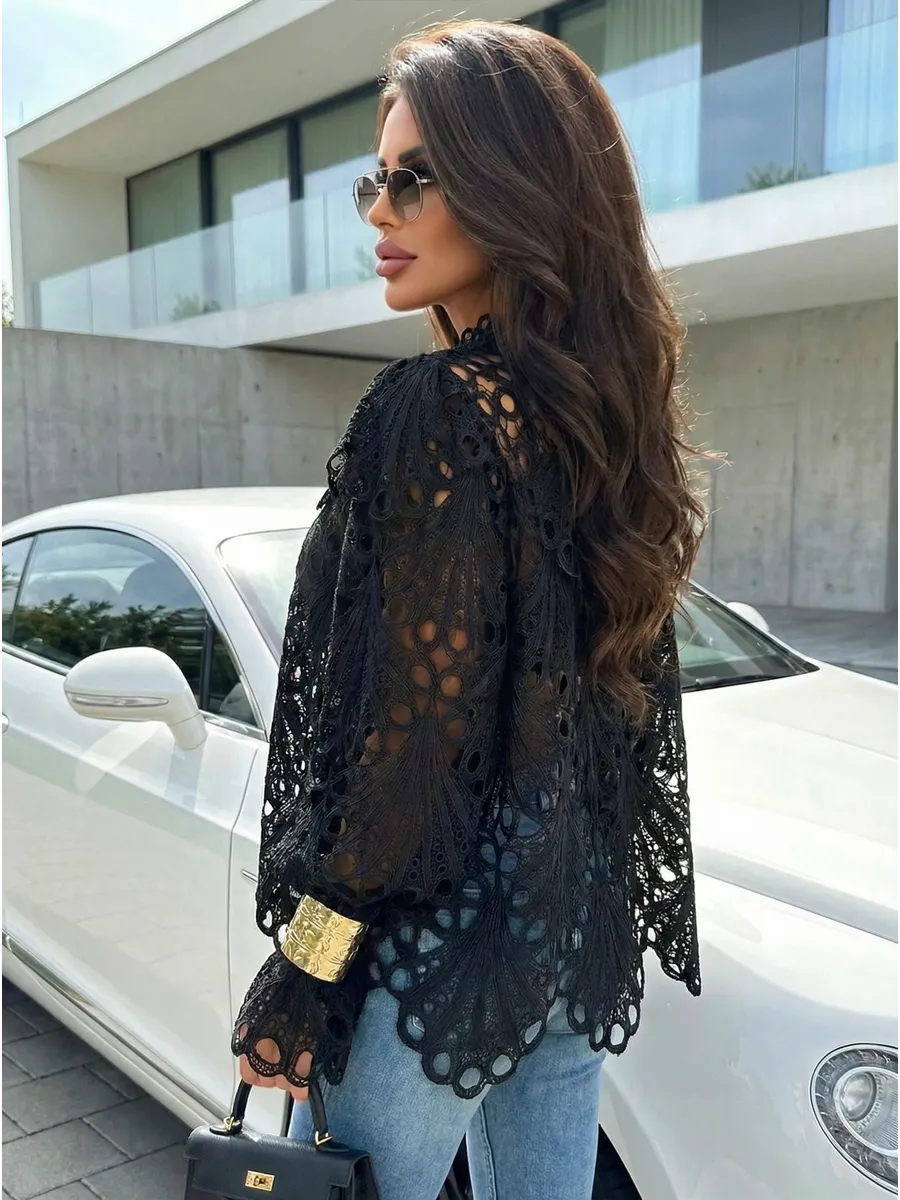 Черная блузка летняя нарядная