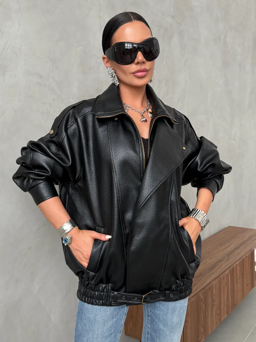 Куртка - бомбер кожаная