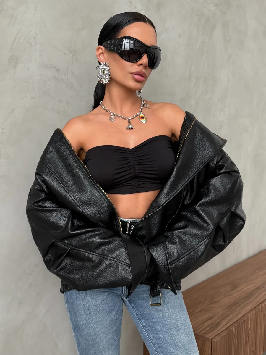 Куртка - бомбер кожаная