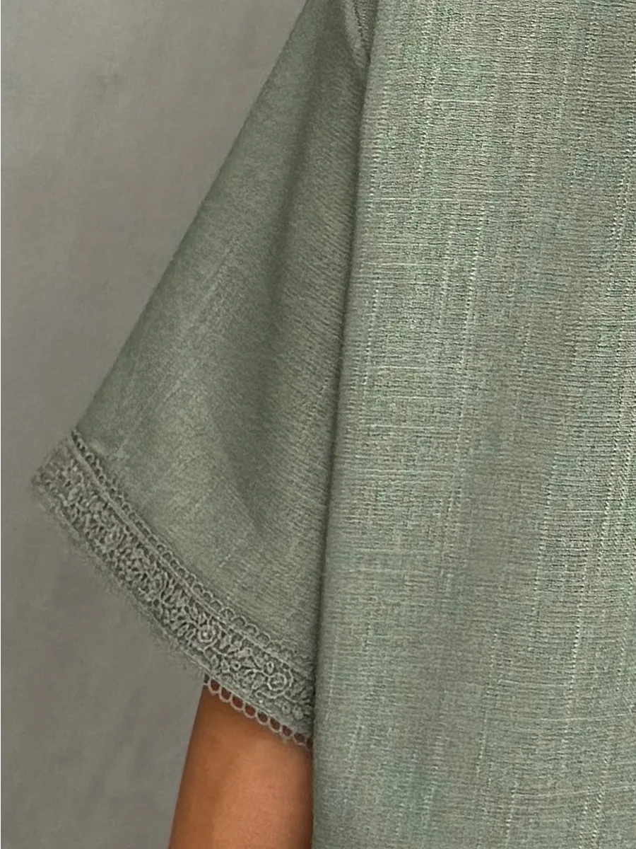 Хаки рубашка летняя с коротким рукавом льняная