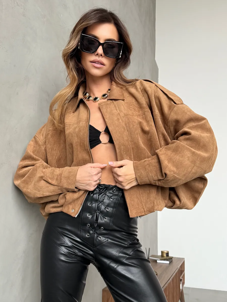 Куртка бомбер замшевая