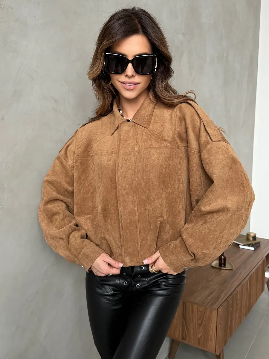 Куртка бомбер замшевая