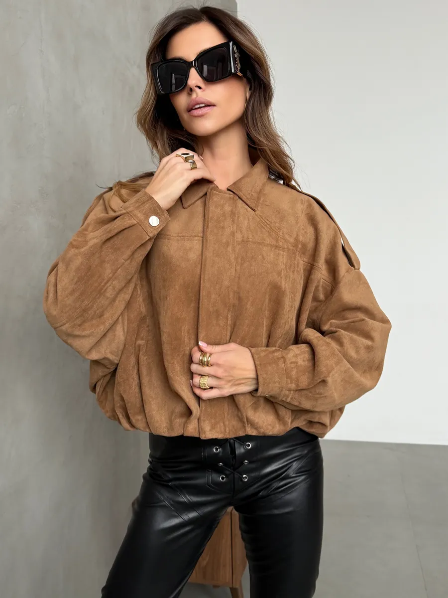 Куртка бомбер замшевая