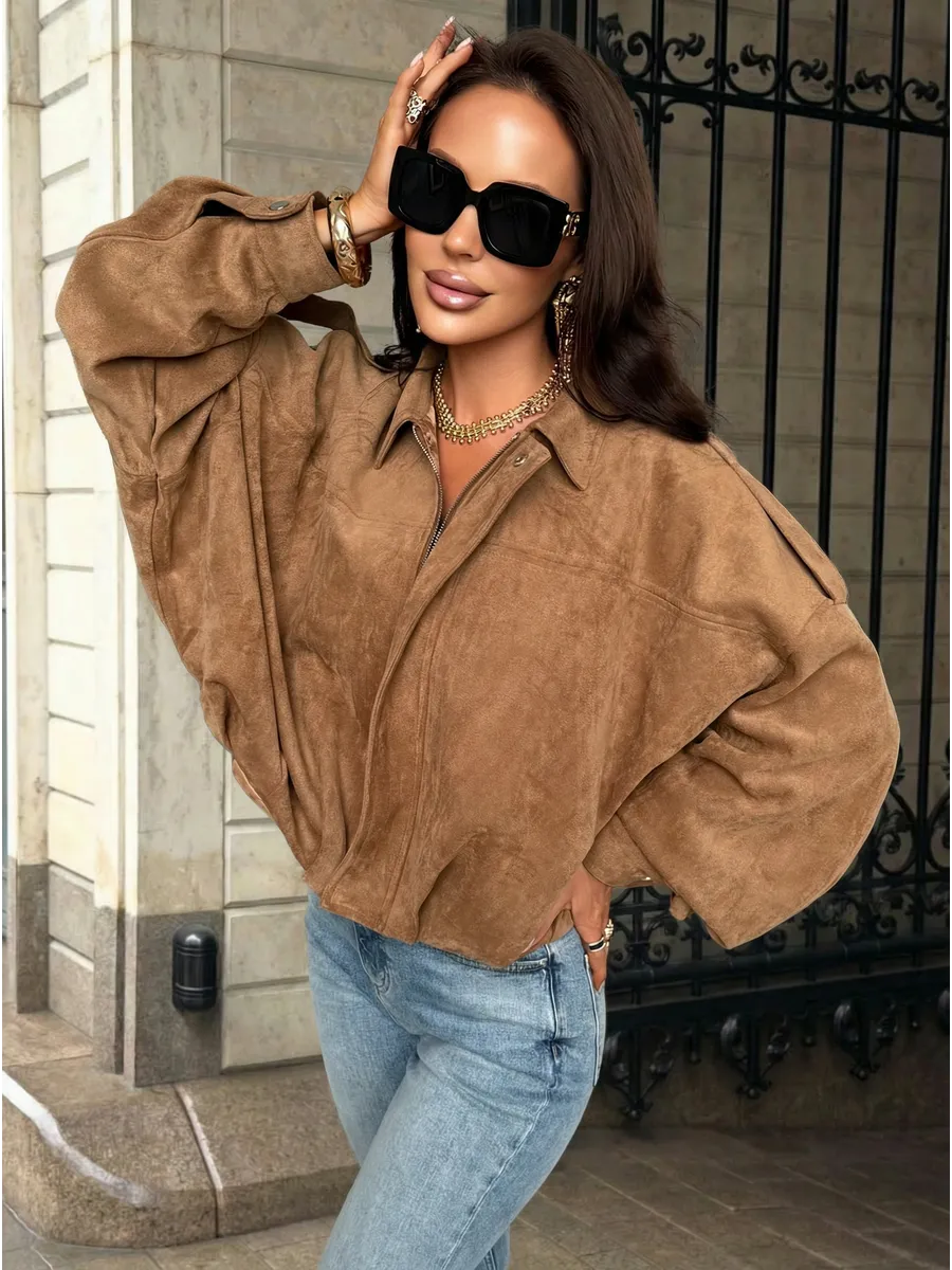 Куртка бомбер замшевая