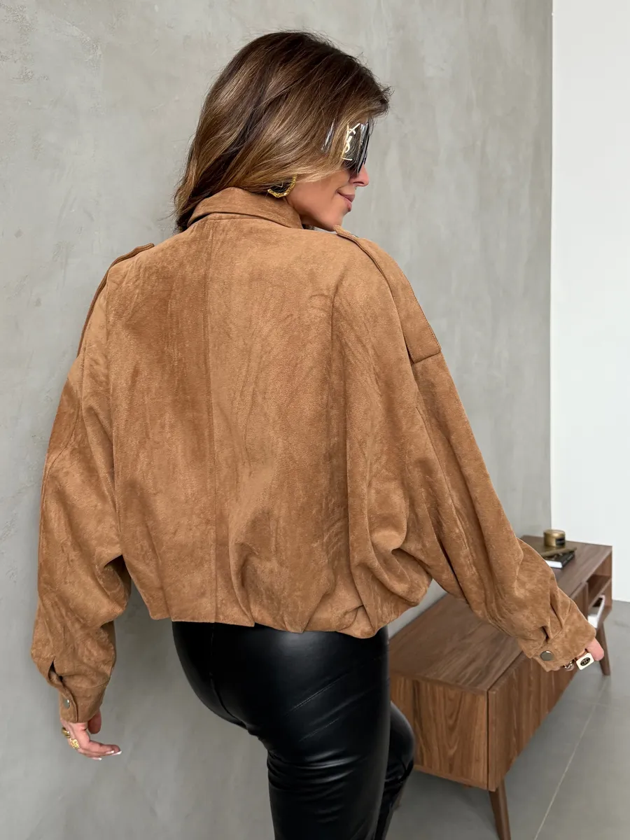 Куртка бомбер замшевая