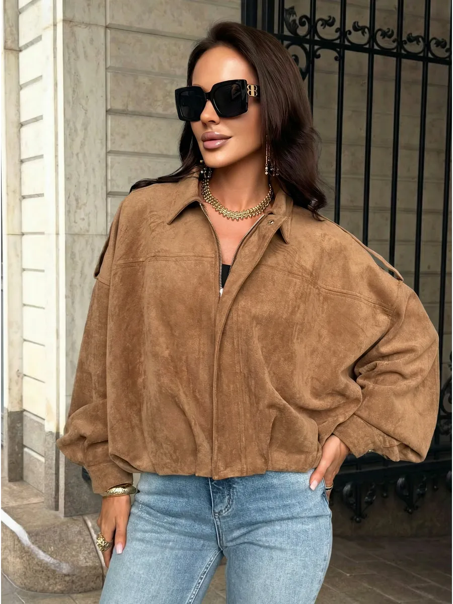 Куртка бомбер замшевая