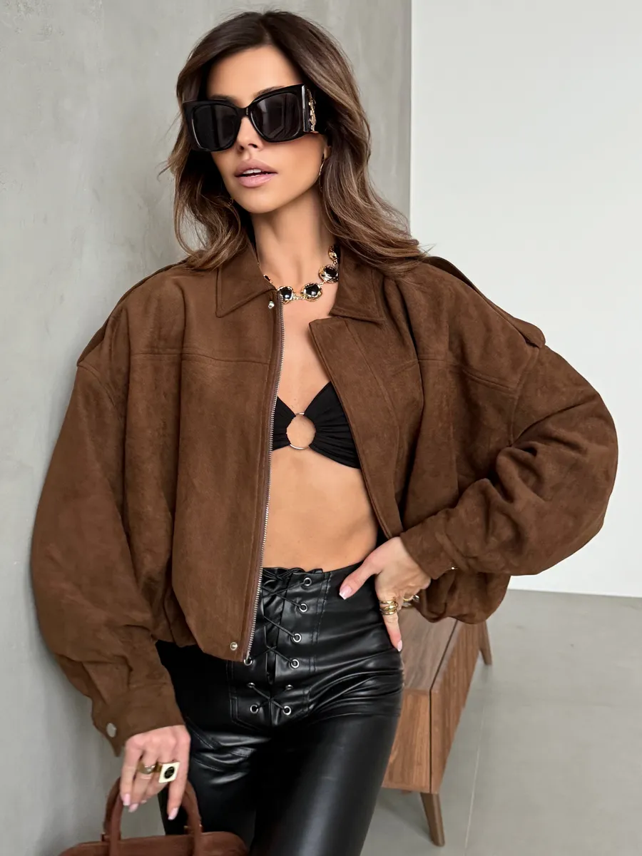 Куртка бомбер замшевая