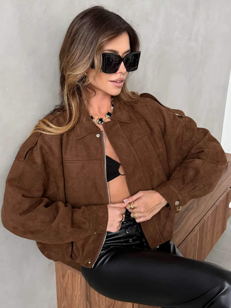 Куртка бомбер замшевая