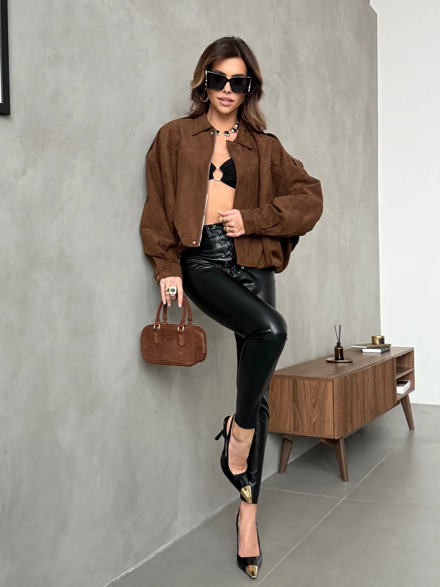 Куртка бомбер замшевая