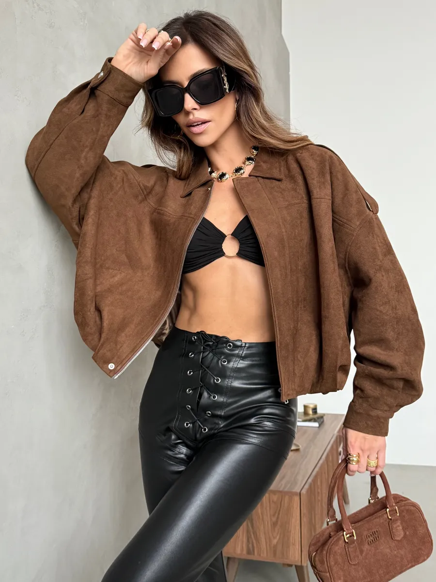 Куртка бомбер замшевая