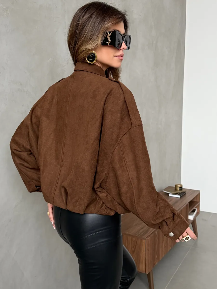 Куртка бомбер замшевая