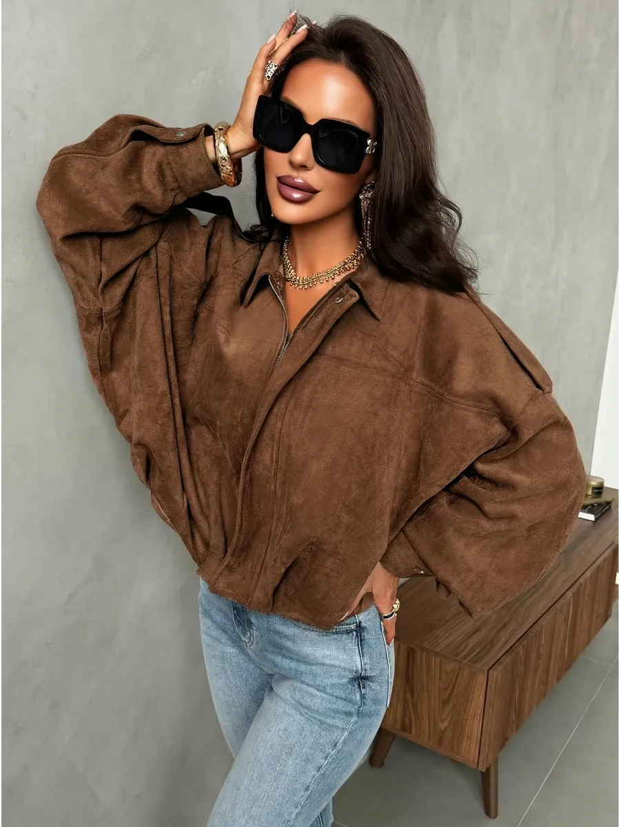 Куртка бомбер замшевая