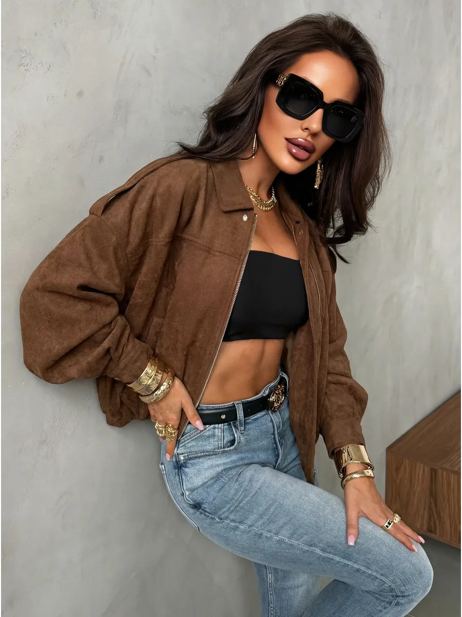 Куртка бомбер замшевая