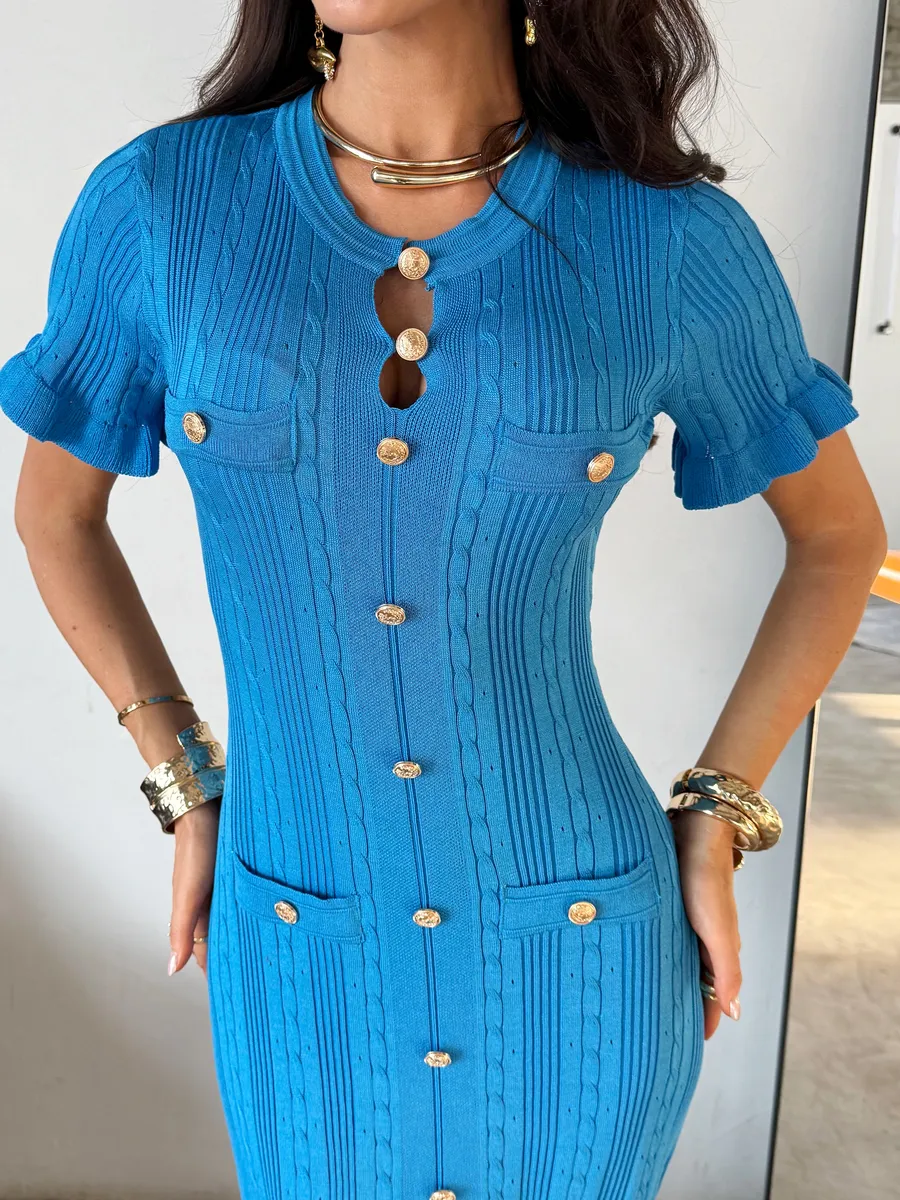 Синее праздничное длинное платье офисное макси