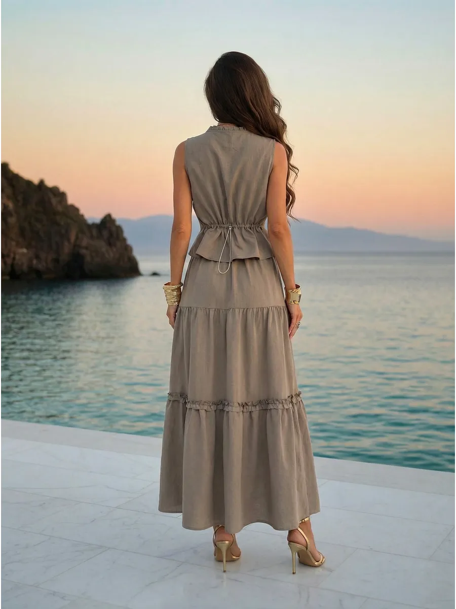 Костюм праздничный летний с юбкой и жилетом