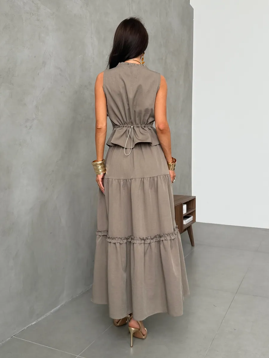 Костюм праздничный летний с юбкой и жилетом