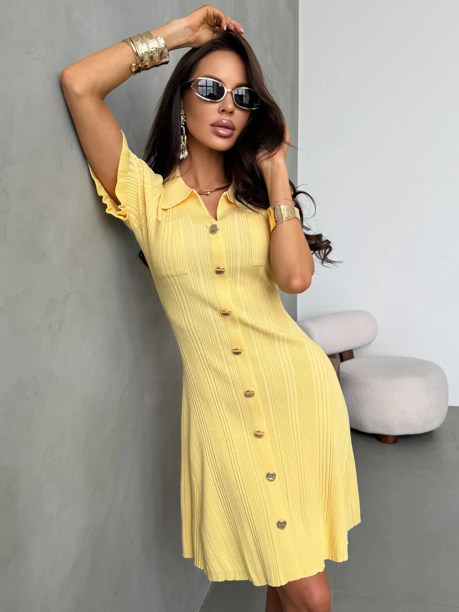 Платье вязаное трикотажное лапша короткое мини