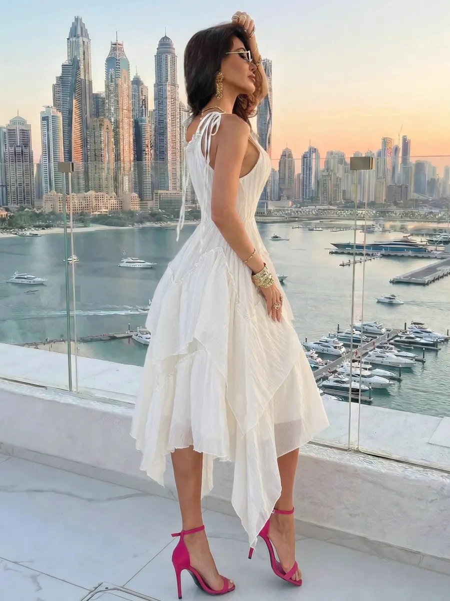 Платье летнее миди на бретелях