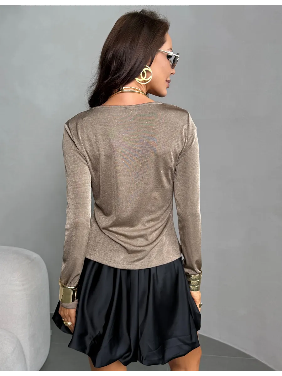 Капучино блузка нарядная вечерняя