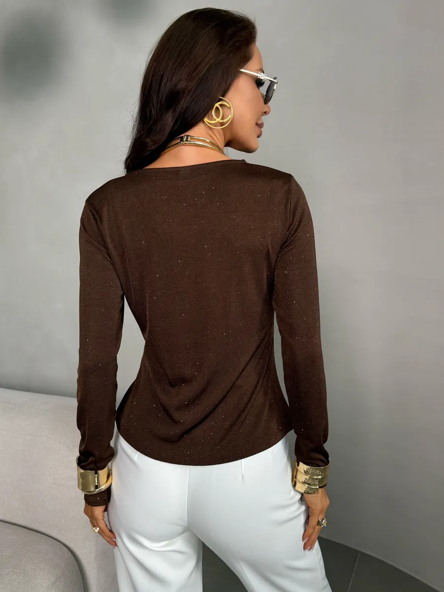 Коричневая блузка нарядная вечерняя