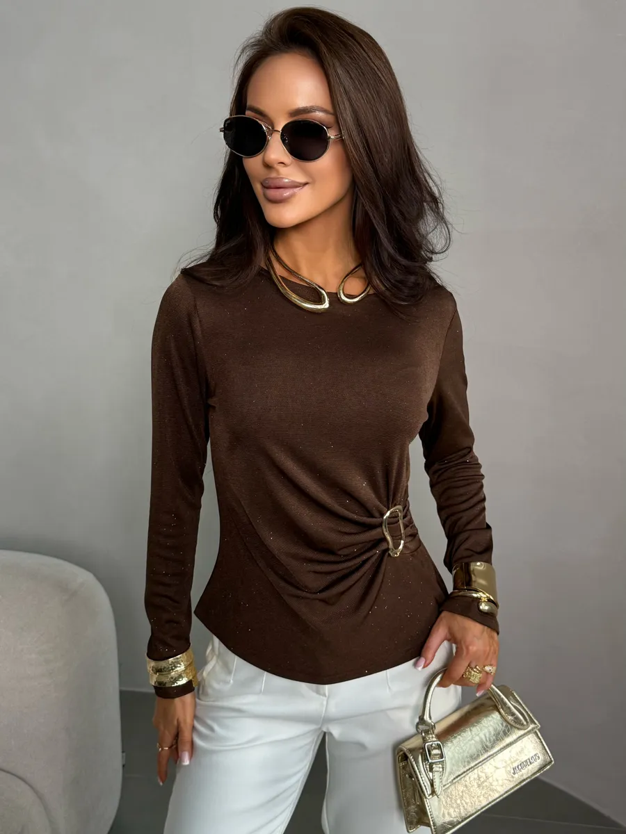 Коричневая блузка нарядная вечерняя