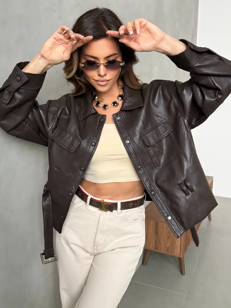 Куртка-рубашка кожаная