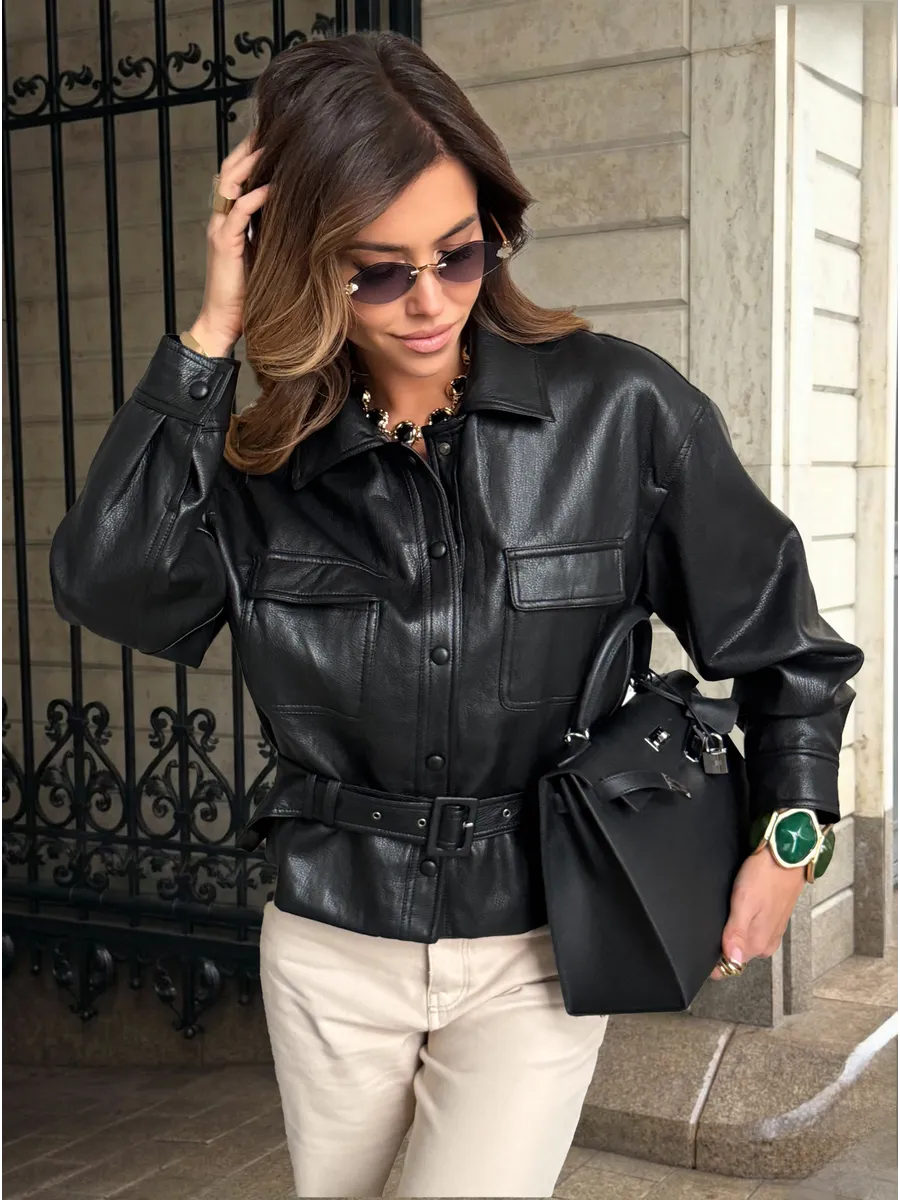 Куртка-рубашка кожаная