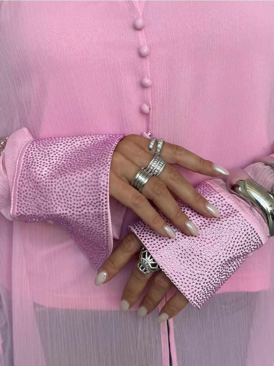 Розовая нарядная праздничная блузка рубашка со стразами