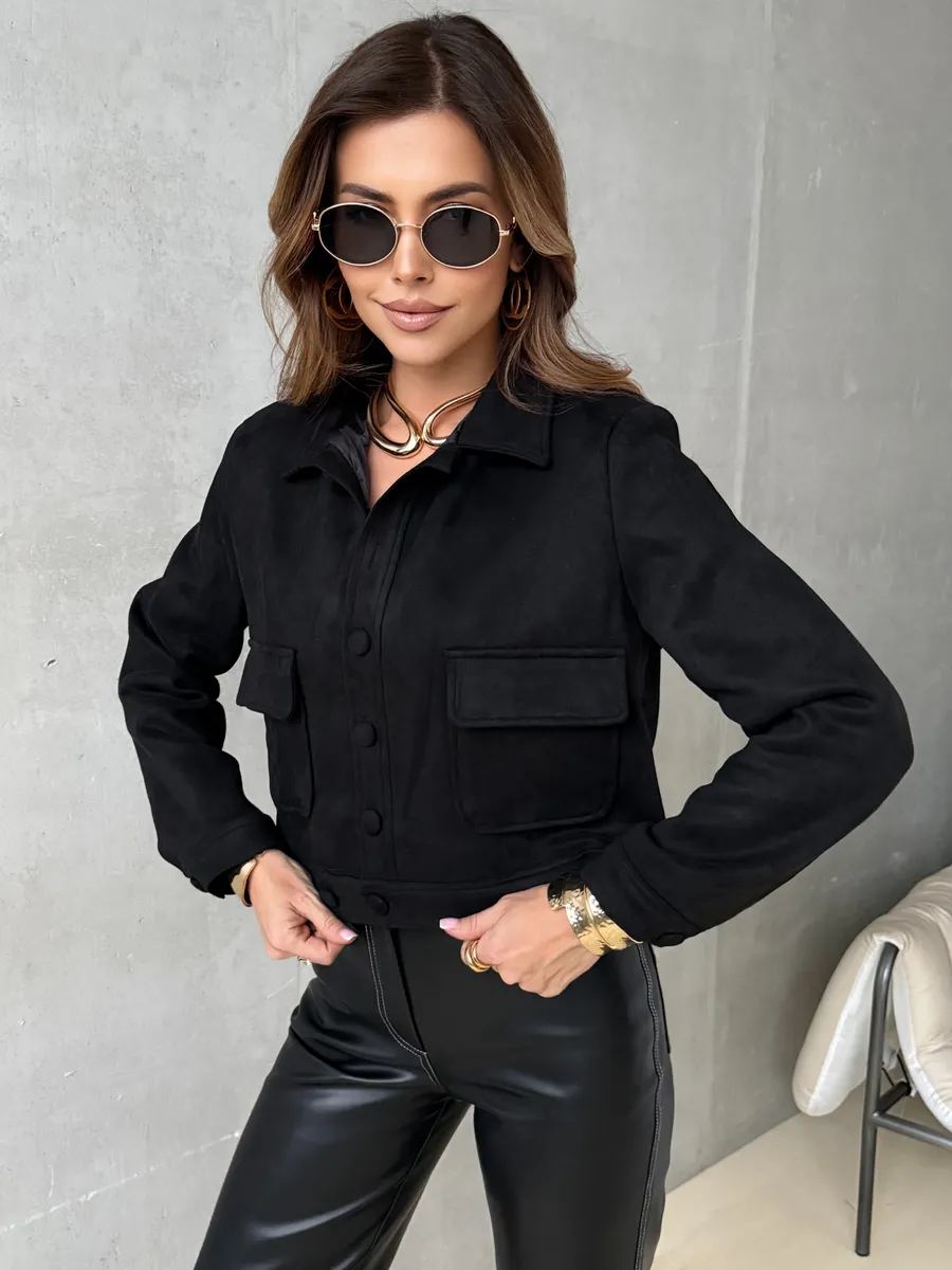 Черная куртка демисезонная замшевая