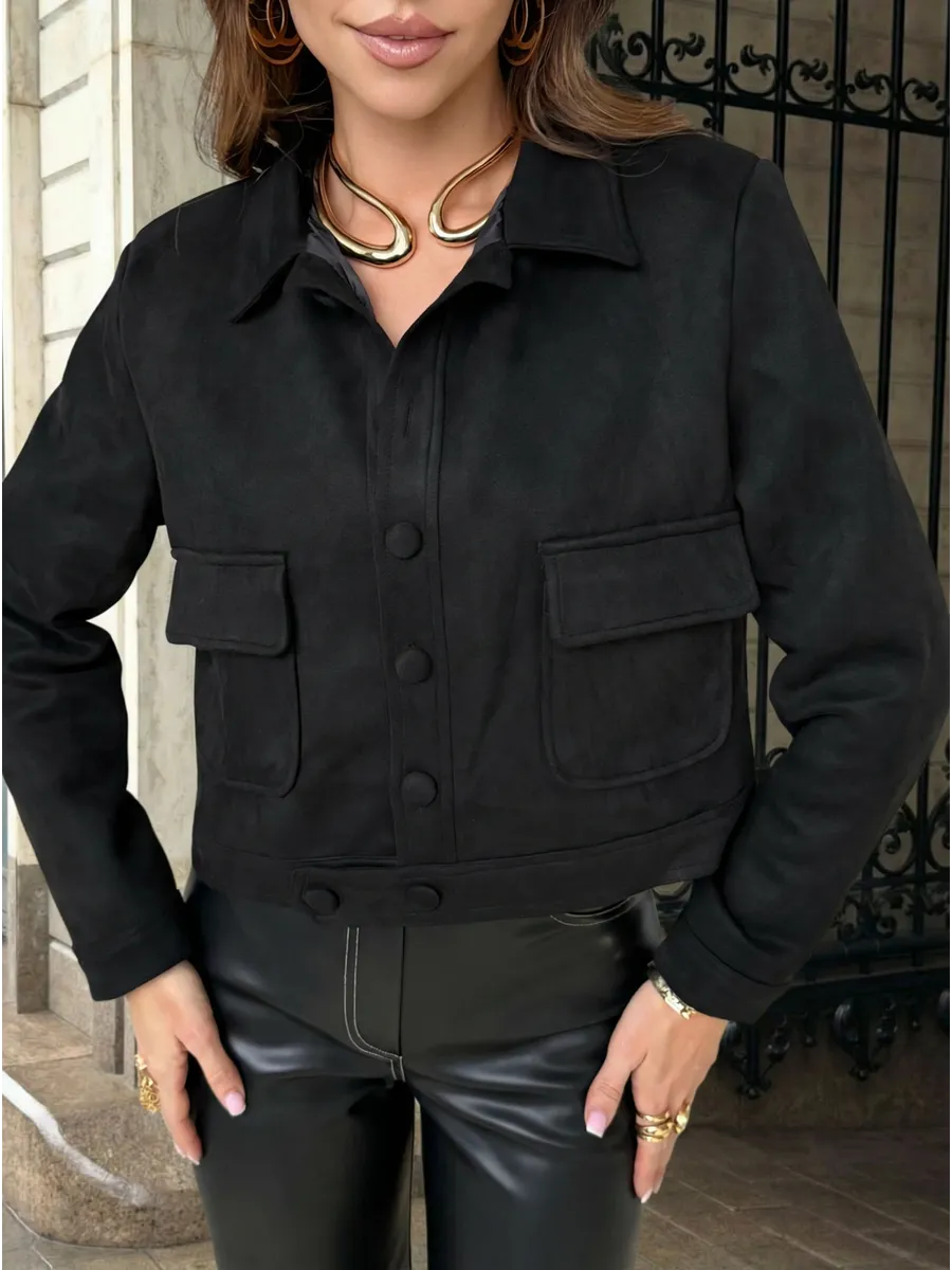 Черная куртка демисезонная замшевая