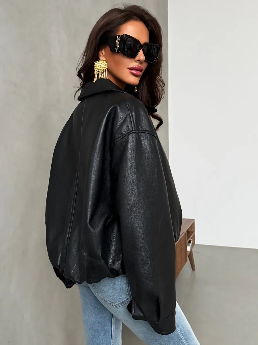 Куртка-бомбер из экокожи