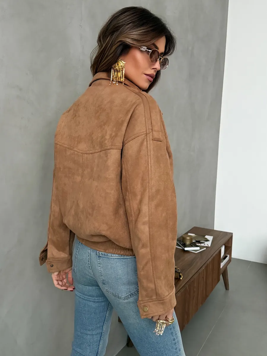 Куртка демисезонная бомбер замшевая