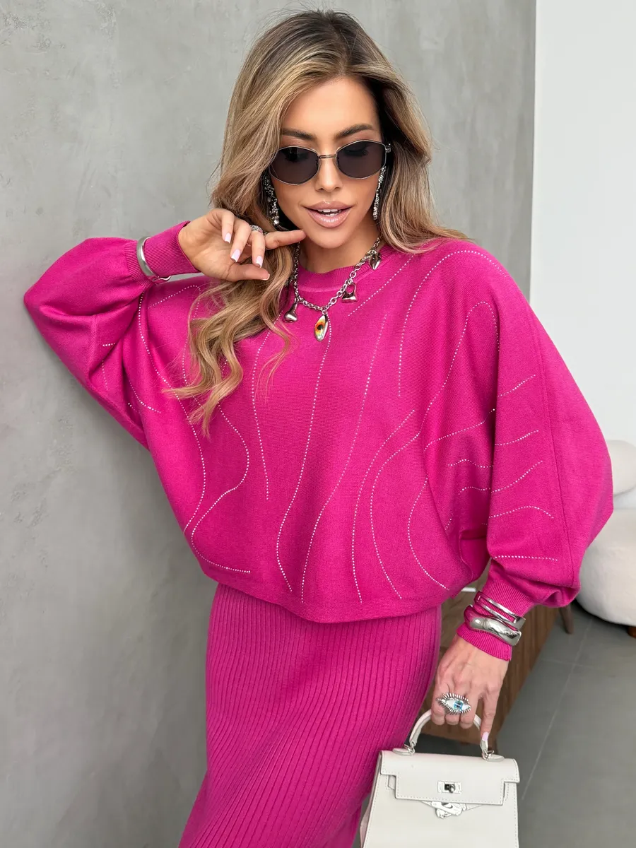 Фуксия костюм двойка трикотажный с платьем