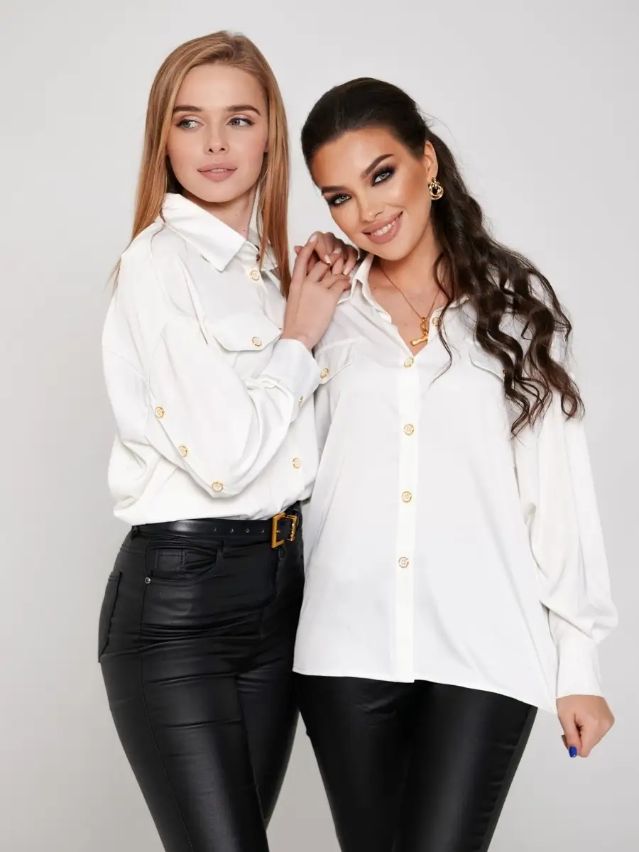 Белая блузка женская однотонная офисная