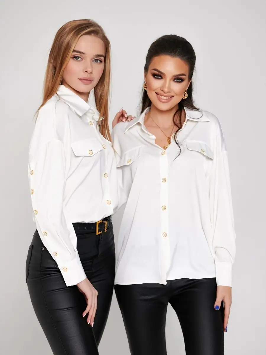 Белая блузка женская однотонная офисная