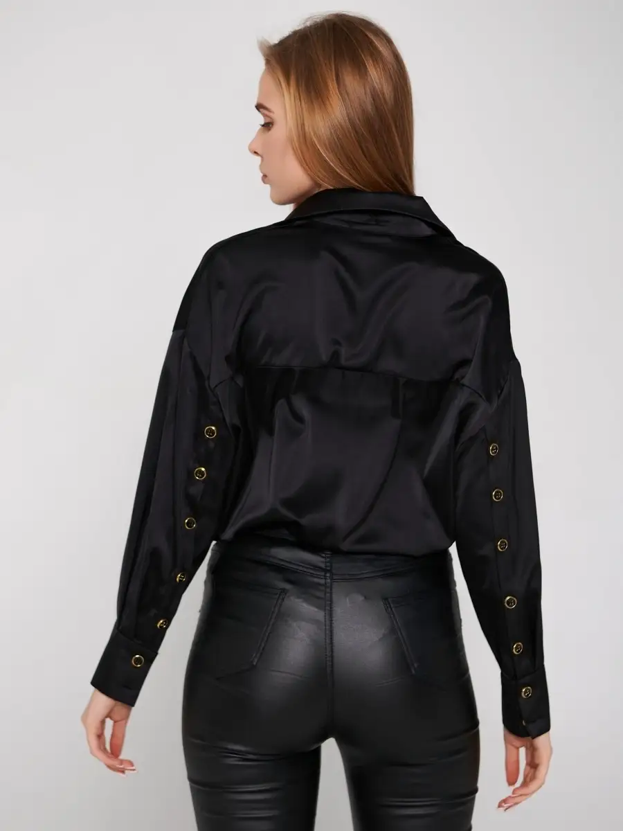 Черная блузка женская однотонная офисная