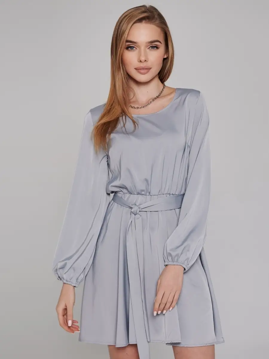 Платье женское атласное шелковое а-силуэта