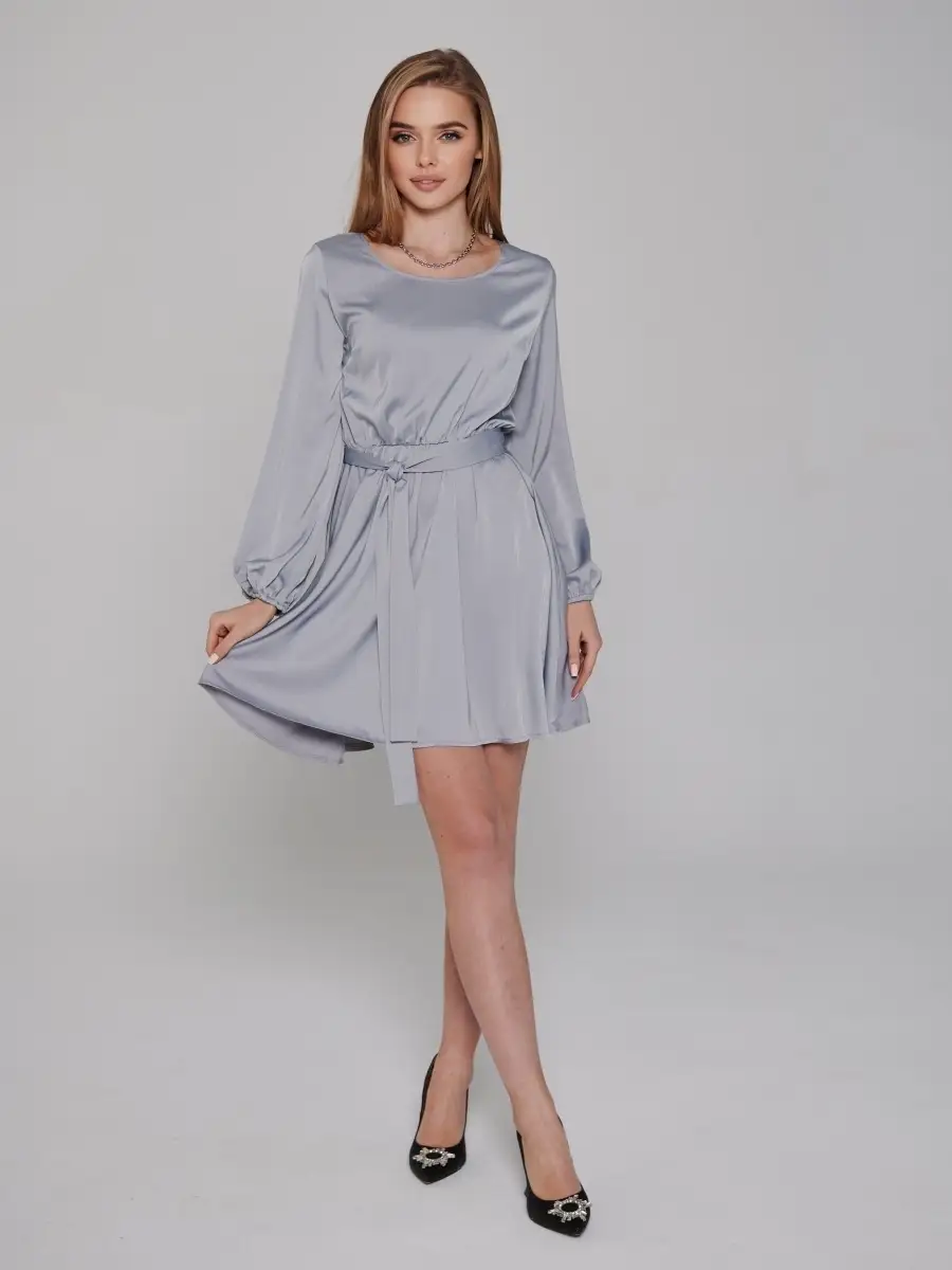 Платье женское атласное шелковое а-силуэта