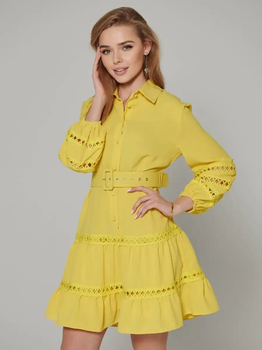 Платье женское с поясом весеннее