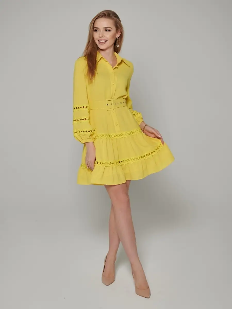 Платье женское с поясом весеннее