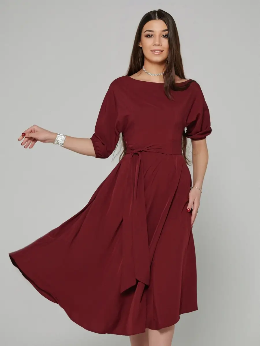 Бордовое платье женское повседневное праздничное