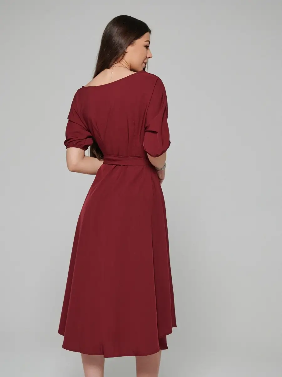 Бордовое платье женское повседневное праздничное