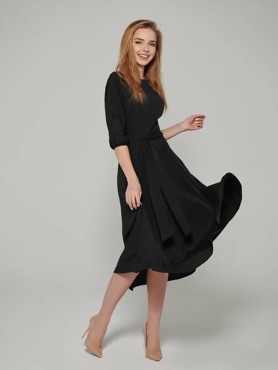 Черное платье женское повседневное праздничное