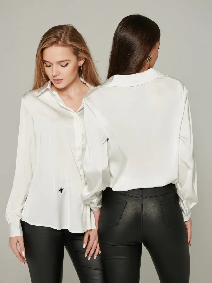 Белая блузка женская однотонная классическая