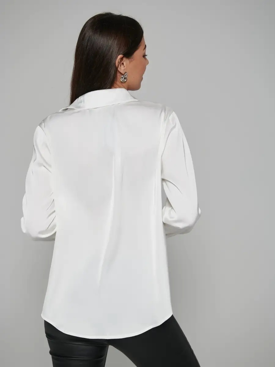 Белая блузка женская однотонная классическая