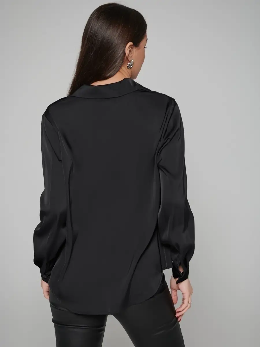 Черная блузка женская однотонная классическая
